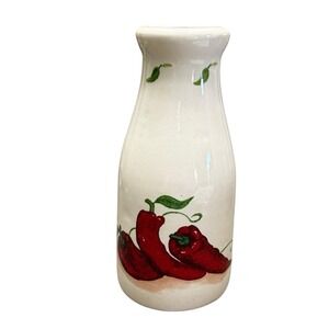 Vintage‎ Ceramic Milk Bottle Chili Pepper Farmhouse Kitchen Decor Rustic 6.5"